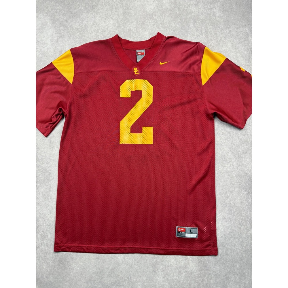 VTG Y2K Nike USC Trojans Jersey Kid L Red Gold Number 2 Football Mesh Shirt NCAA